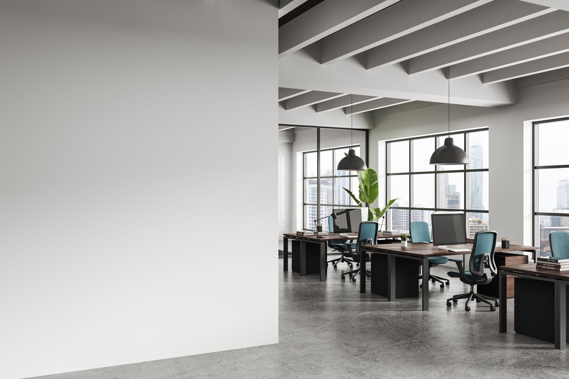Contemporary modern office interior workspace background