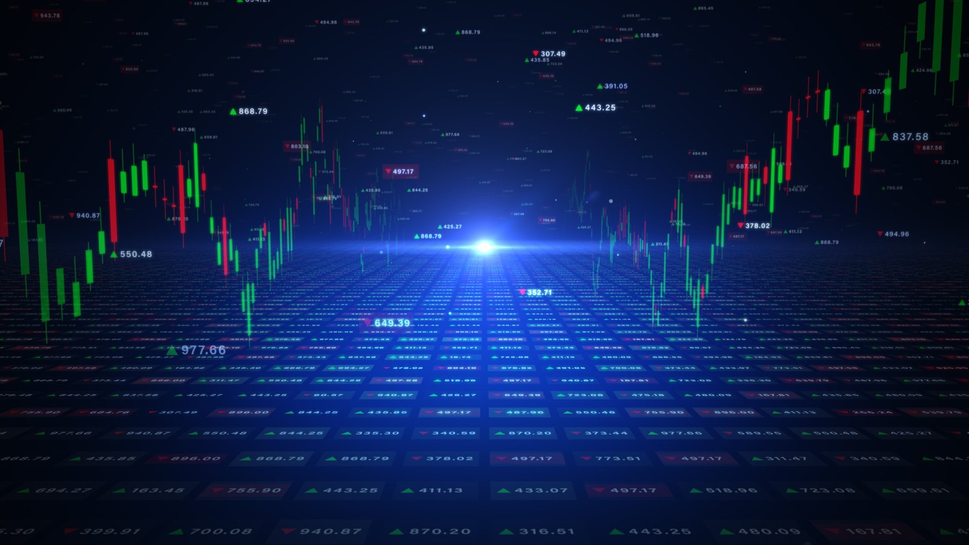 Trading chart with glowing financial data